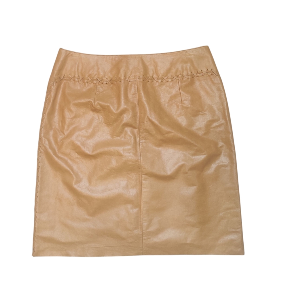 Vintage Express Tan Leather Skirt Y2K
